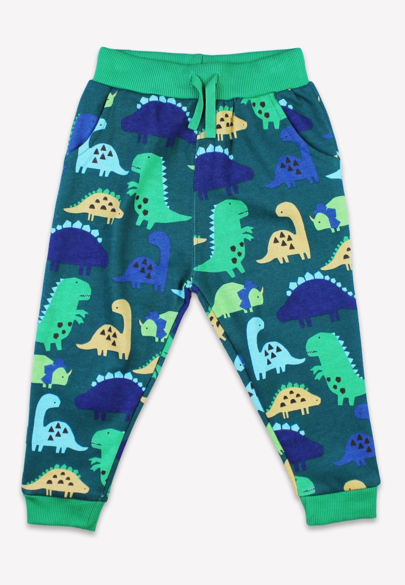 Organic Tonal Dinosaur Print Joggers by Toby Tiger, GOTS-certified, vetted by KIDDYKIND