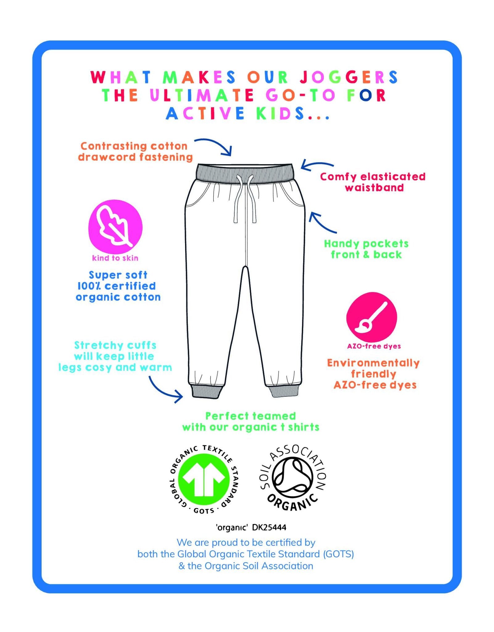 Organic Transport Print Joggers by Toby Tiger, GOTS-certified, vetted by KIDDYKIND