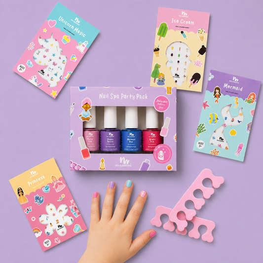 Kids Nail Spa Party Pack – 4 Polishes, Stickers & Separators
