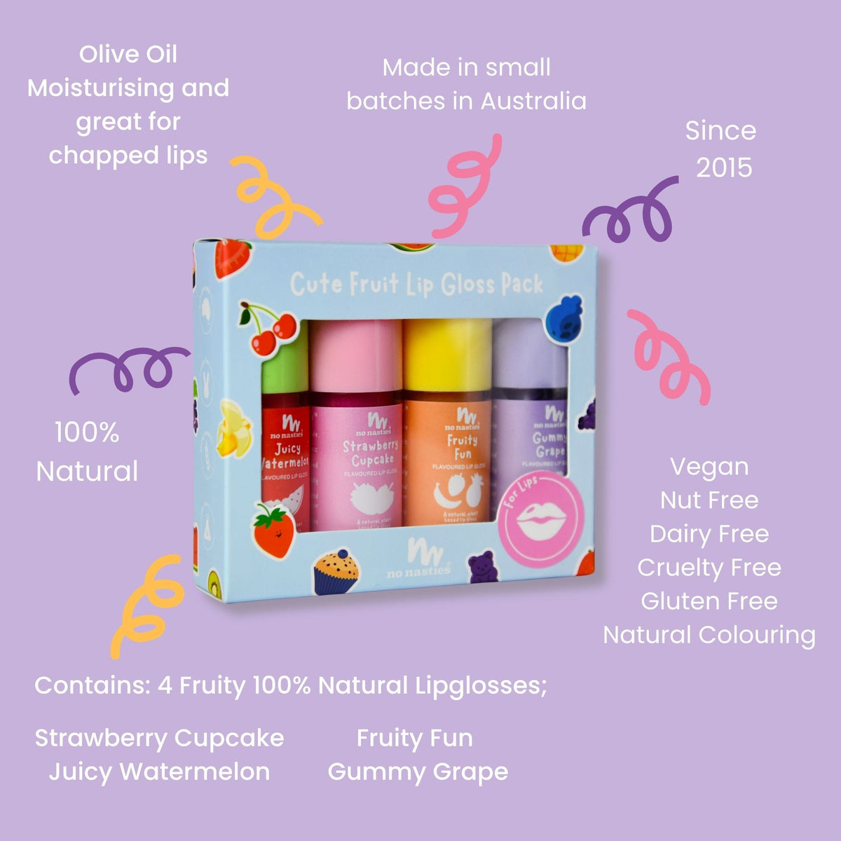 Kids Lip Gloss Gift Set – 4 Flavours