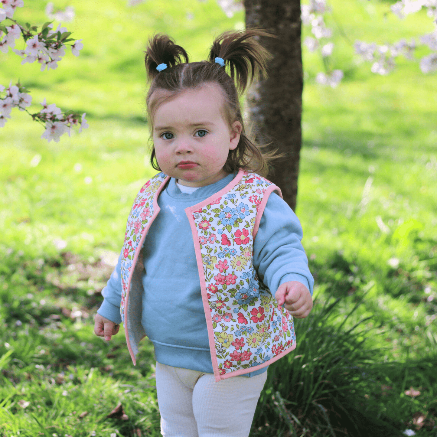 Luxury ethical baby: Kids Stylish Vest - Spring Floral | KIDDYKIND UK
