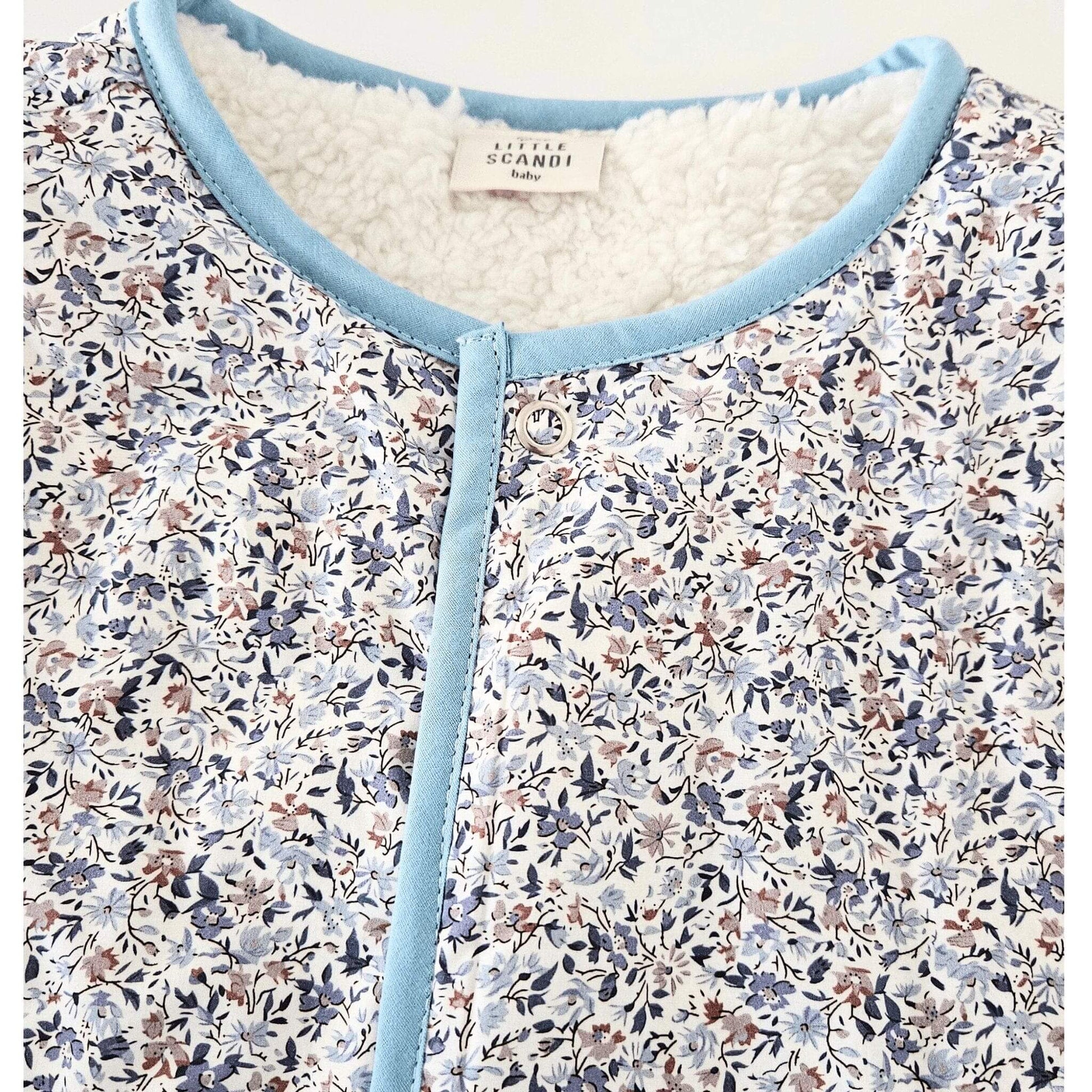 Kids Stylish - Poppy Leafy Vest design - Gilet Outerwear Clothing Sleeveless Vest Warm Vest Scandi Stylish - front neckline Close up on vest - Little Scandi baby