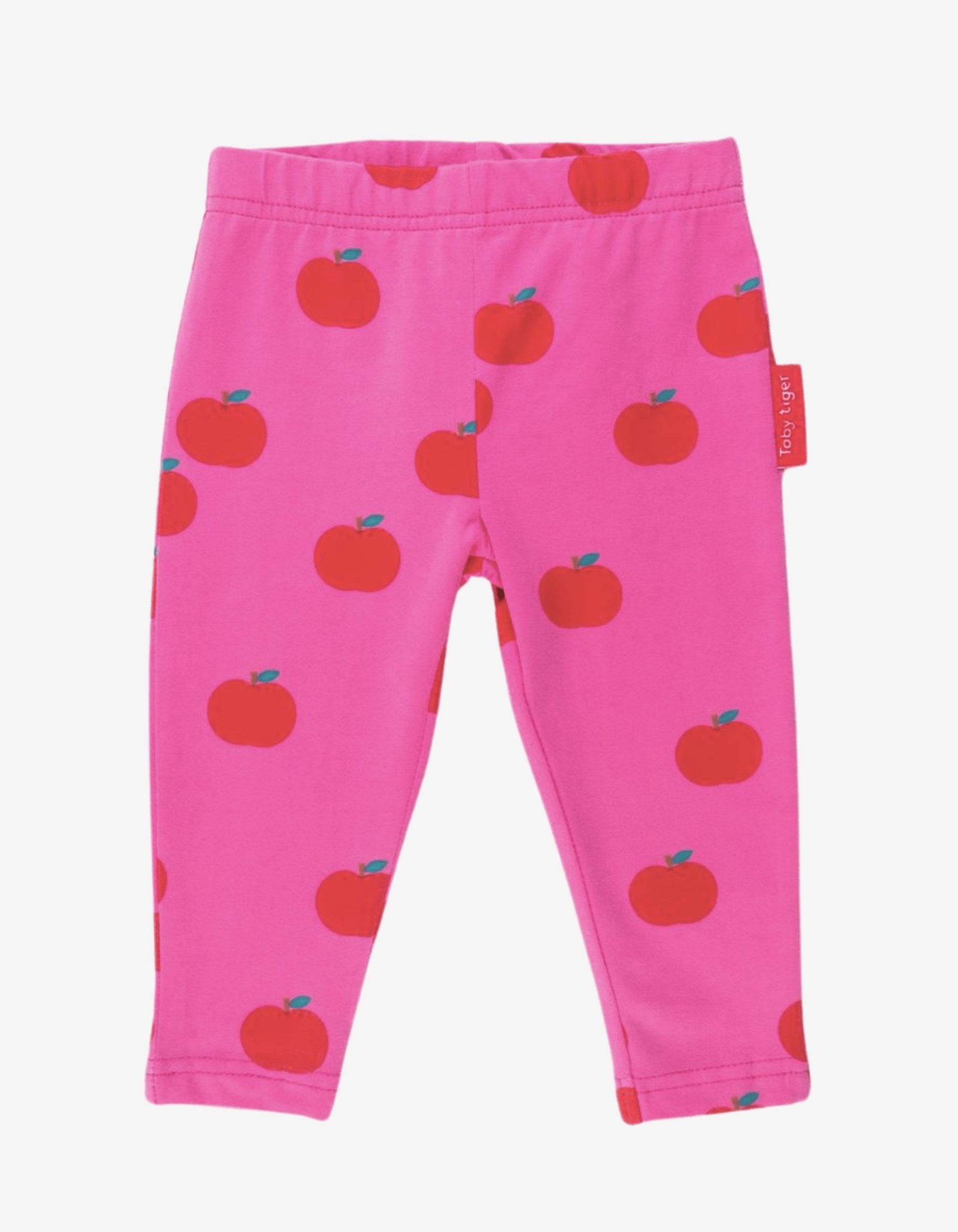 Organic Apple Print Leggings by Toby Tiger, GOTS-certified, vetted by KIDDYKIND
