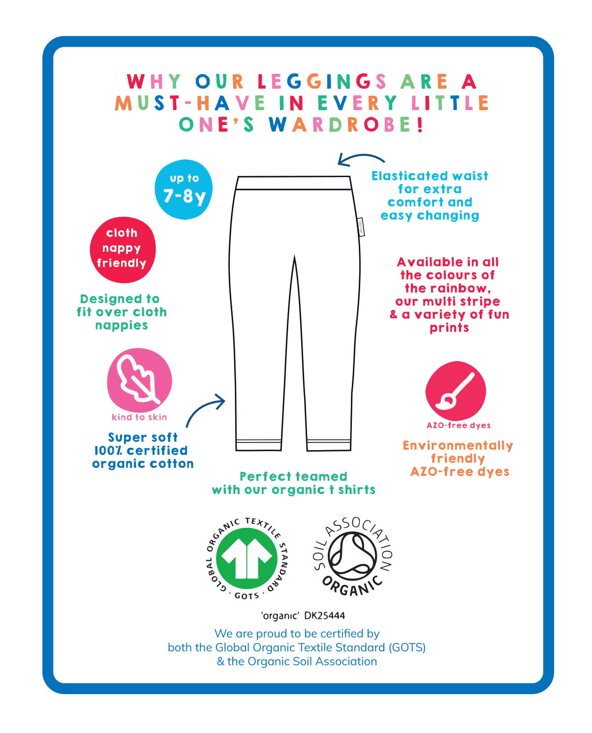 Organic Apple Print Leggings by Toby Tiger, GOTS-certified, vetted by KIDDYKIND