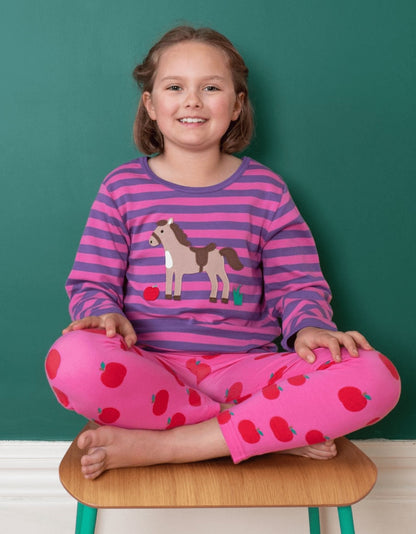 Organic Apple Print Leggings by Toby Tiger, GOTS-certified, vetted by KIDDYKIND