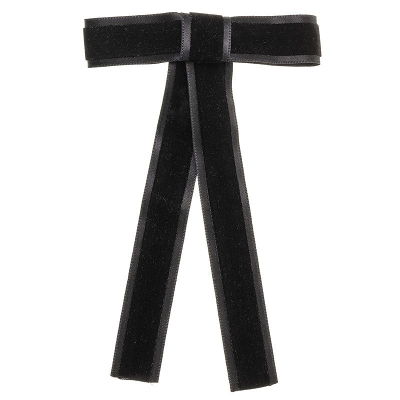 Long Tail Velvet Bow Clip - Black