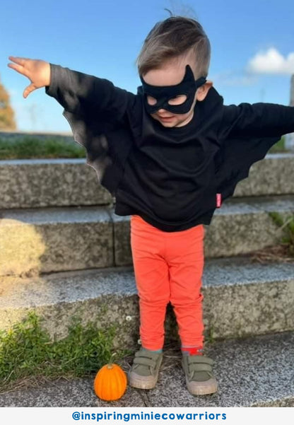 Organic Batwing T-Shirt & Mask Costume Set by Toby Tiger, GOTS-certified, vetted by KIDDYKIND