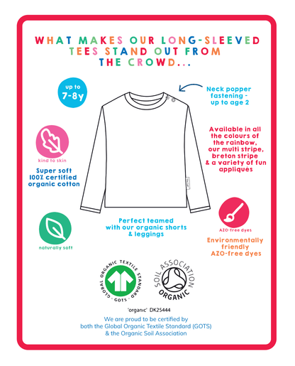 Organic Born Free Lion Applique Long-Sleeved T-Shirt by Toby Tiger, GOTS-certified, vetted by KIDDYKIND