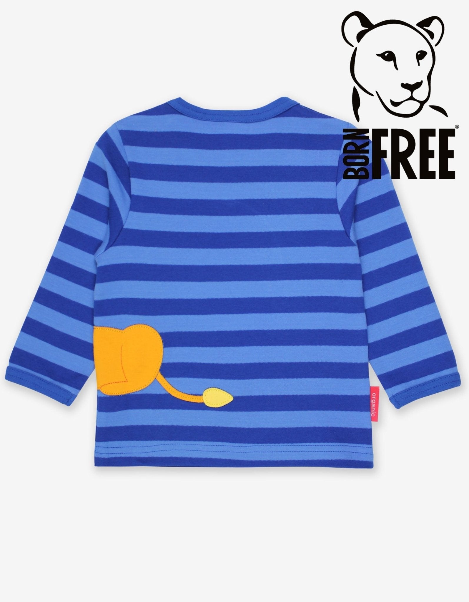 Organic Born Free Lion Applique Long-Sleeved T-Shirt by Toby Tiger, GOTS-certified, vetted by KIDDYKIND
