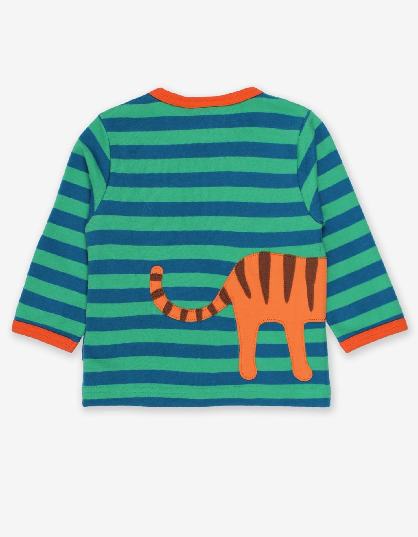 Organic Born Free Tiger Applique Long-Sleeved T-Shirt by Toby Tiger, GOTS-certified, vetted by KIDDYKIND