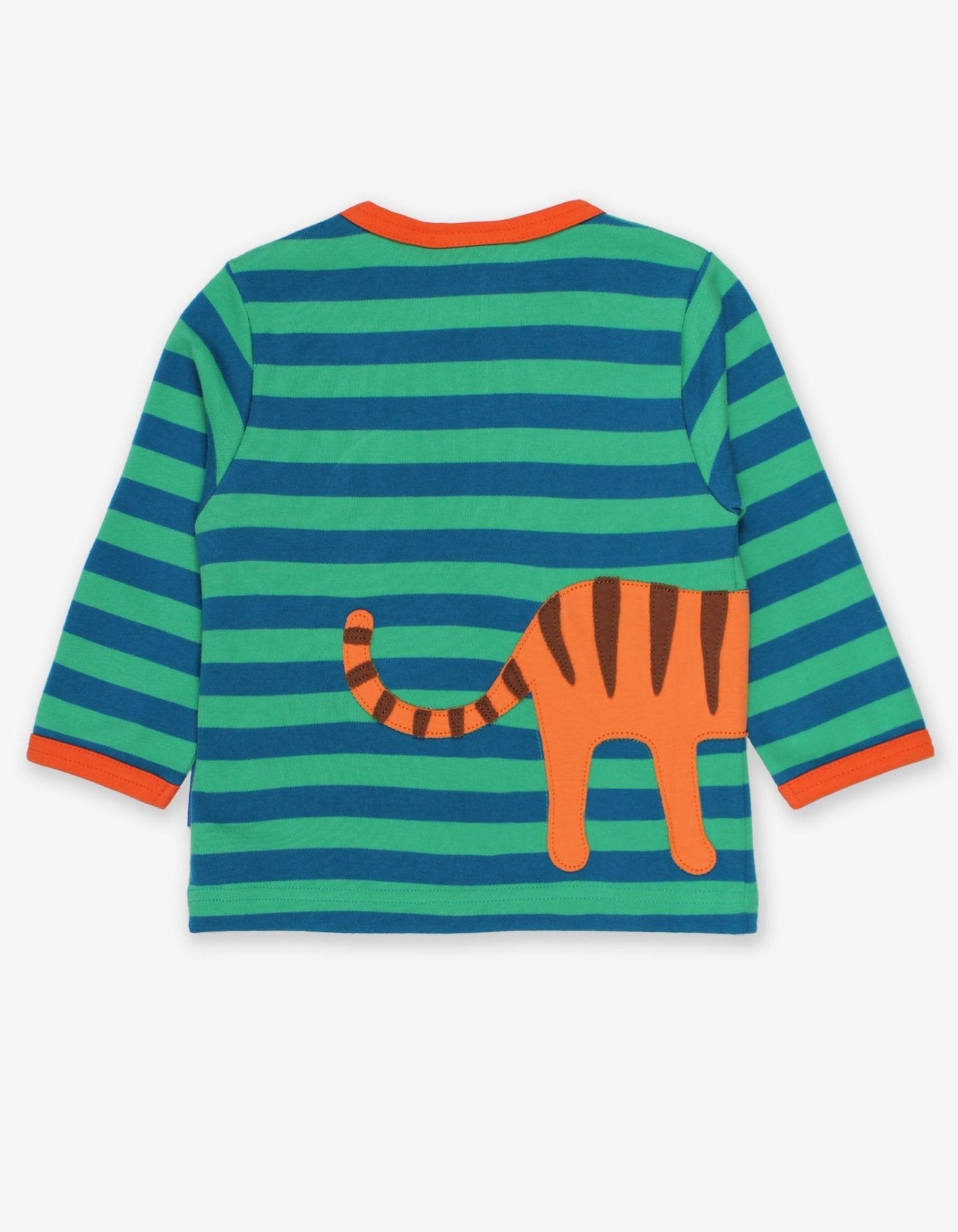 Organic Born Free Tiger Applique Long-Sleeved T-Shirt by Toby Tiger, GOTS-certified, vetted by KIDDYKIND