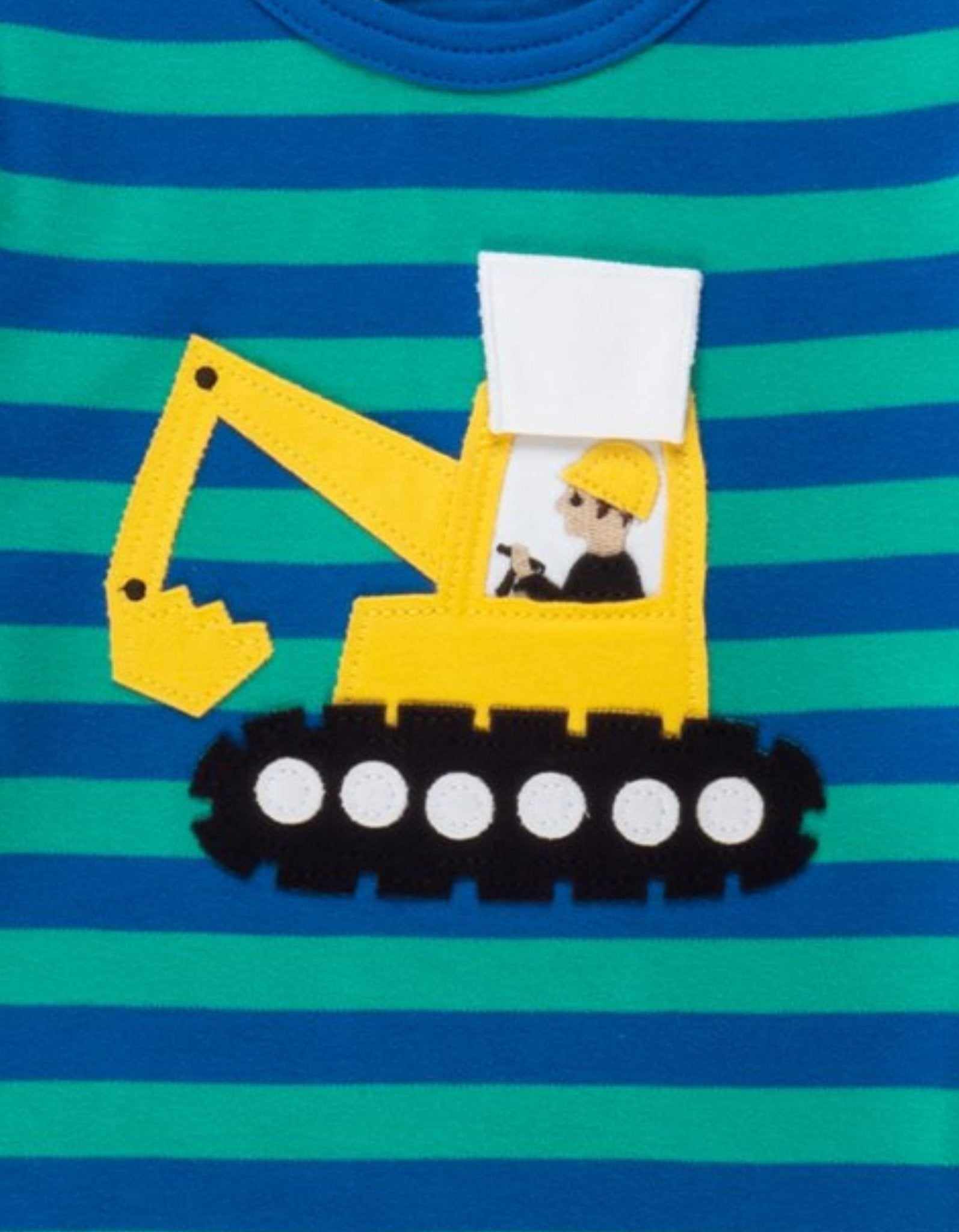 Organic Digger Applique Long-Sleeved T-Shirt by Toby Tiger, GOTS-certified, vetted by KIDDYKIND