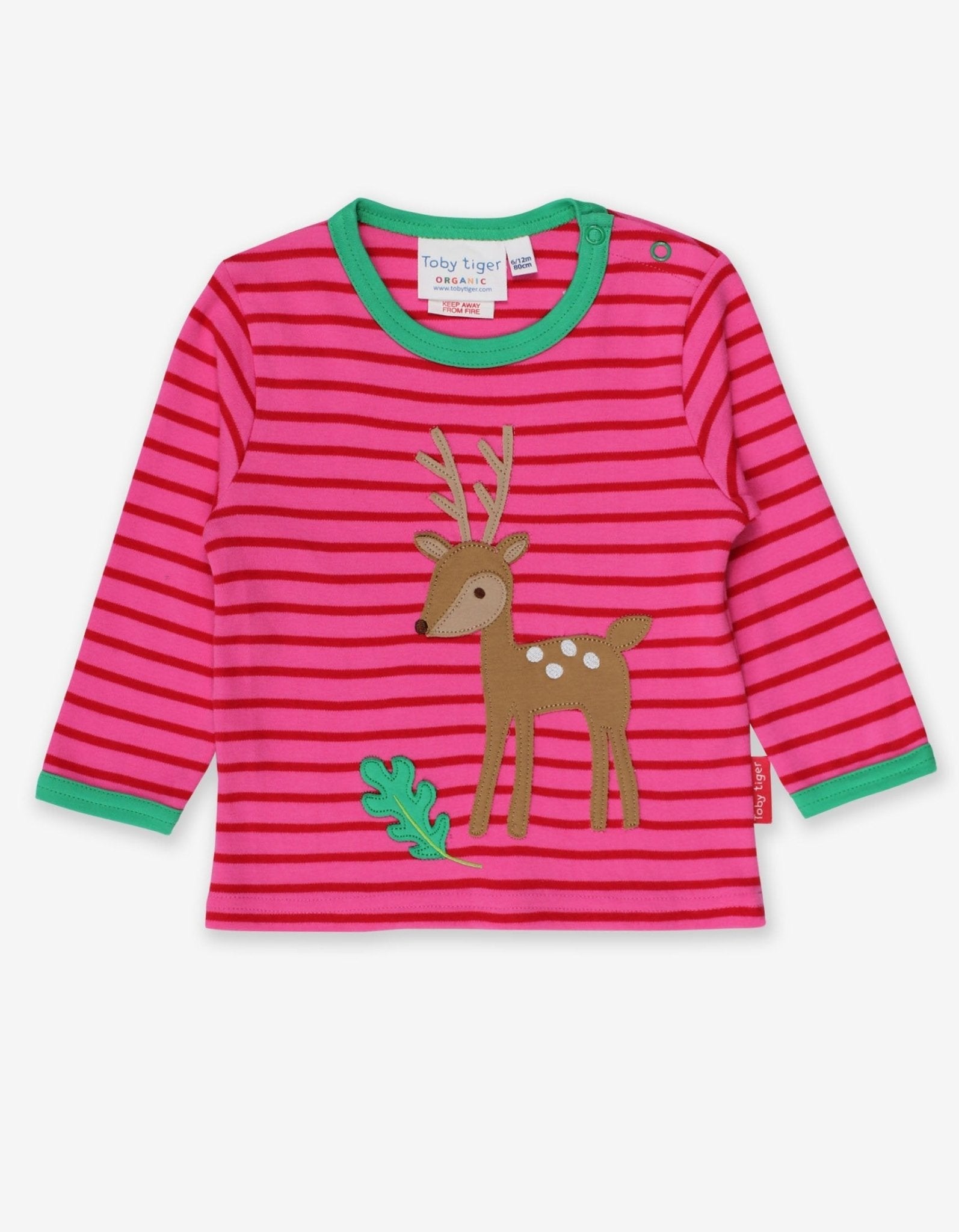 Organic Fawn Applique Long-Sleeved T-Shirt by Toby Tiger, GOTS-certified, vetted by KIDDYKIND