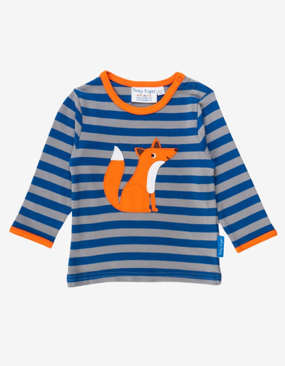 Organic Fox Applique Long-Sleeved T-Shirt by Toby Tiger, GOTS-certified, vetted by KIDDYKIND