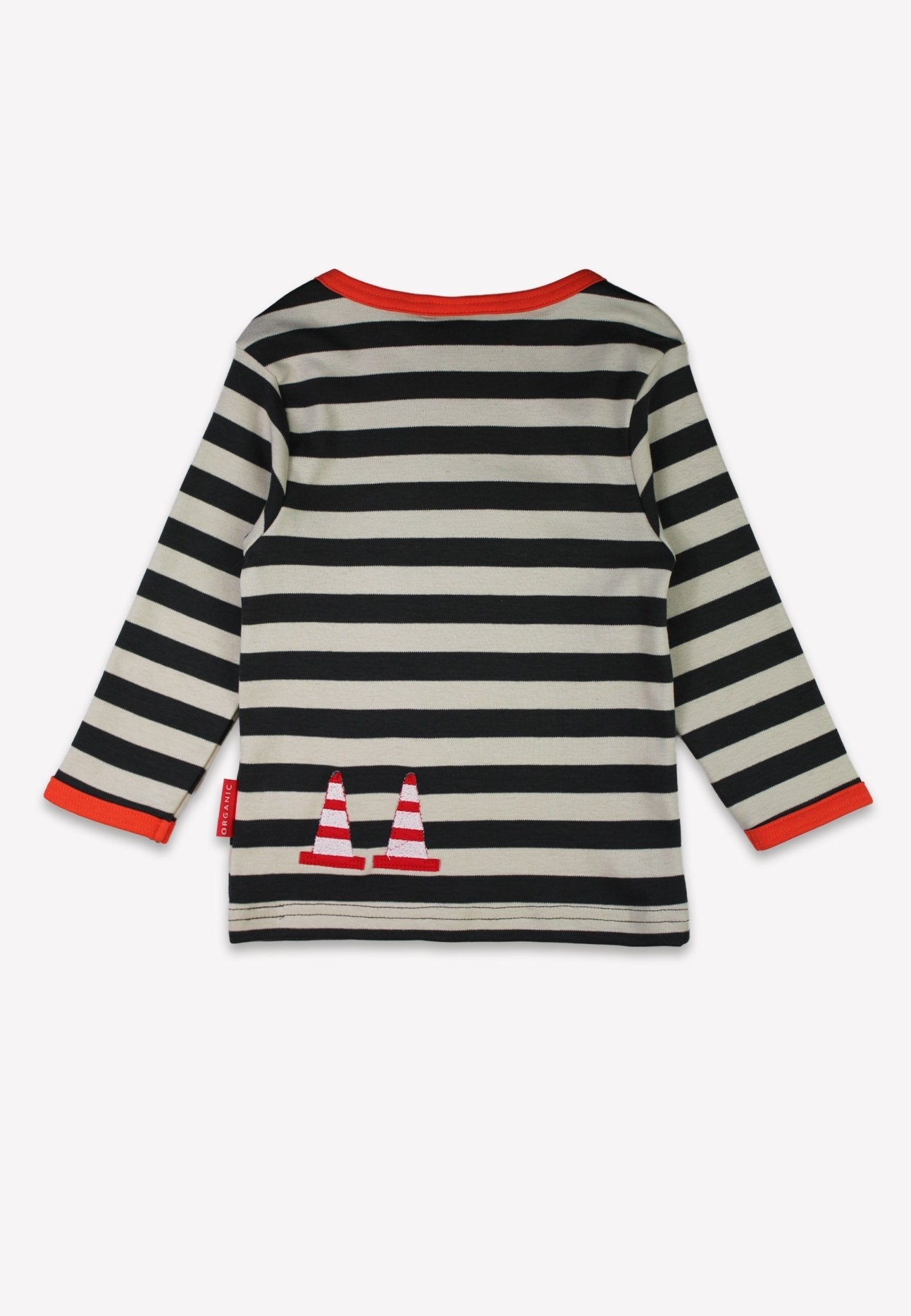 Organic Grey Digger Applique Long-Sleeved T-shirt by Toby Tiger, GOTS-certified, vetted by KIDDYKIND
