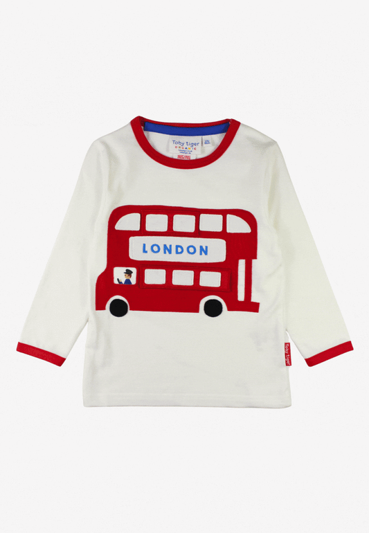 Organic London Bus Applique Long-Sleeved T-Shirt
