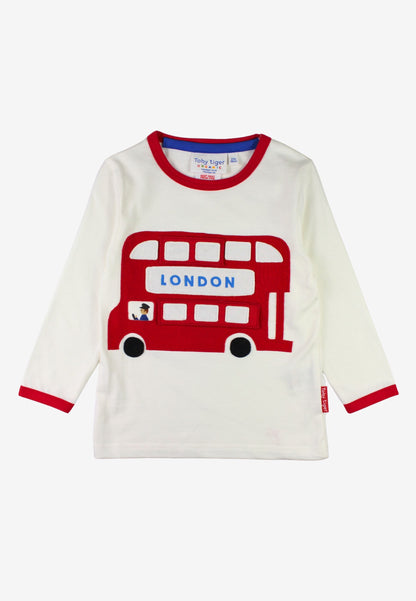 Organic London Bus Applique Long-Sleeved T-Shirt