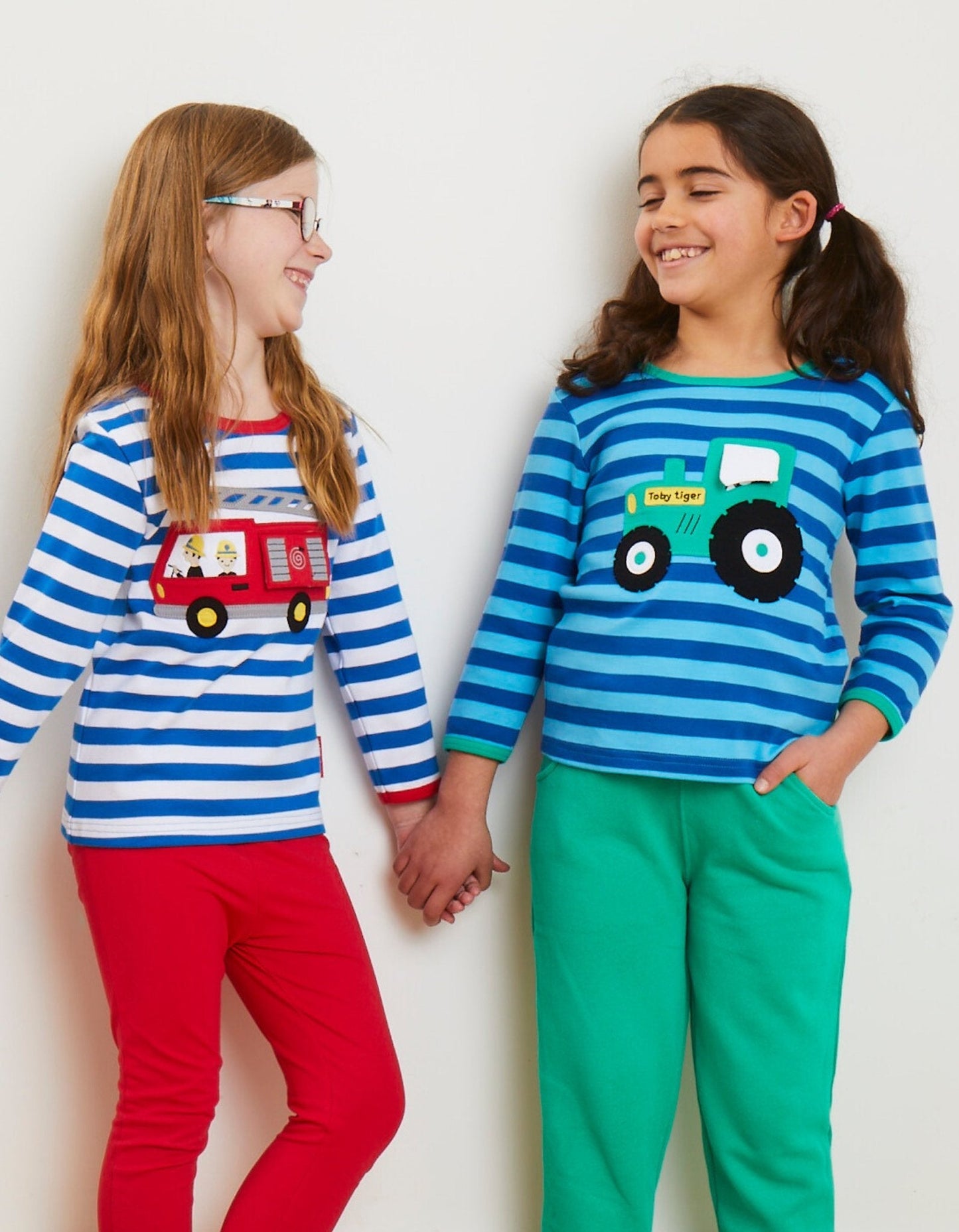 Organic Tractor Applique Long-Sleeved T-Shirt by Toby Tiger, GOTS-certified, vetted by KIDDYKIND
