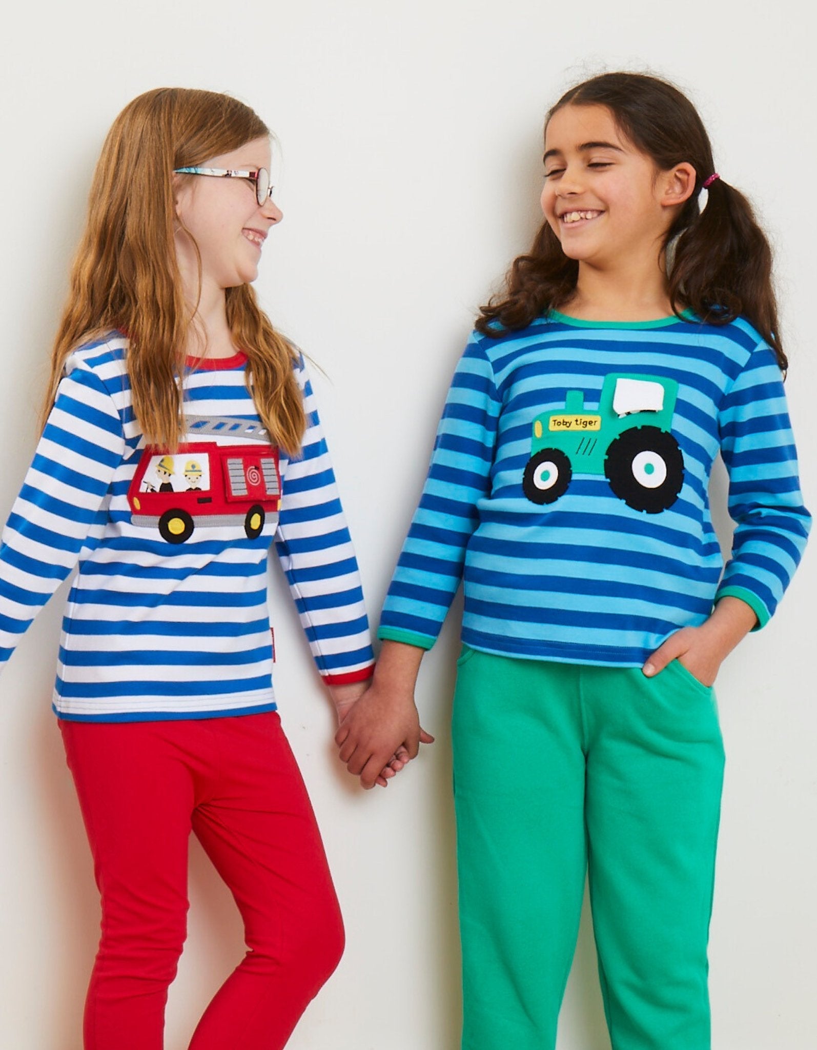 Organic Tractor Applique Long-Sleeved T-Shirt by Toby Tiger, GOTS-certified, vetted by KIDDYKIND