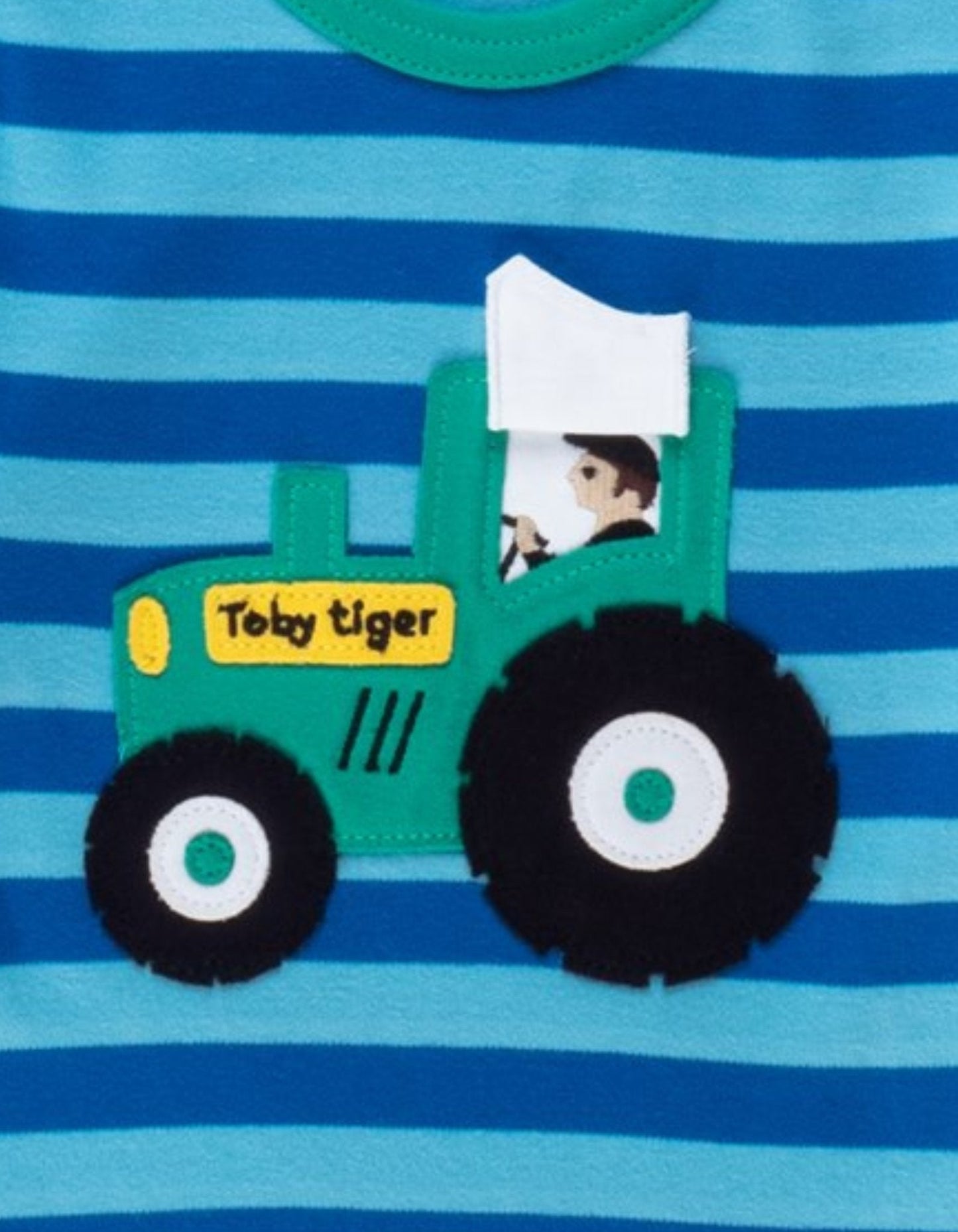 Organic Tractor Applique Long-Sleeved T-Shirt by Toby Tiger, GOTS-certified, vetted by KIDDYKIND