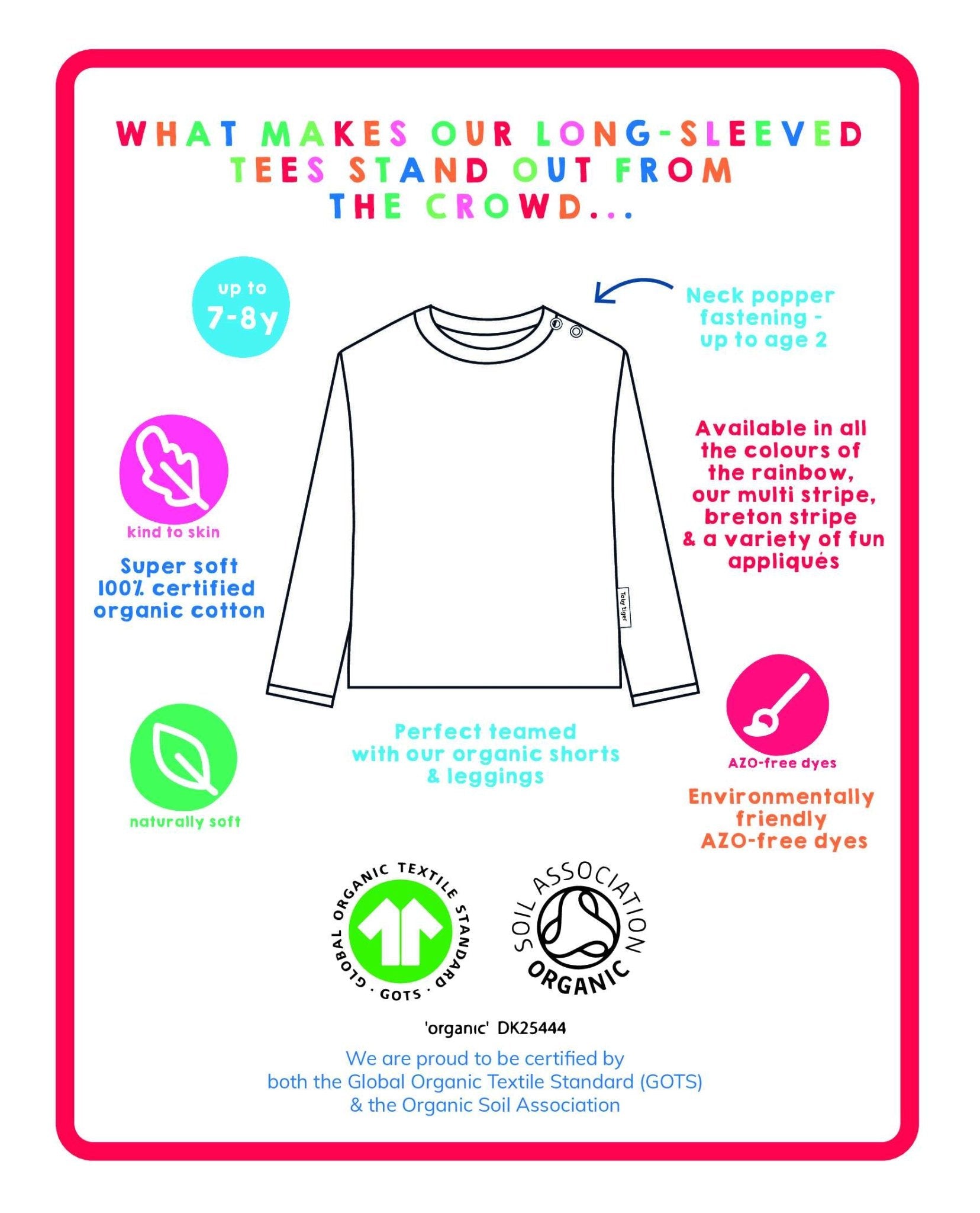 Organic Pink Kitten Applique Long - Sleeved T-Shirt - Toby Tiger