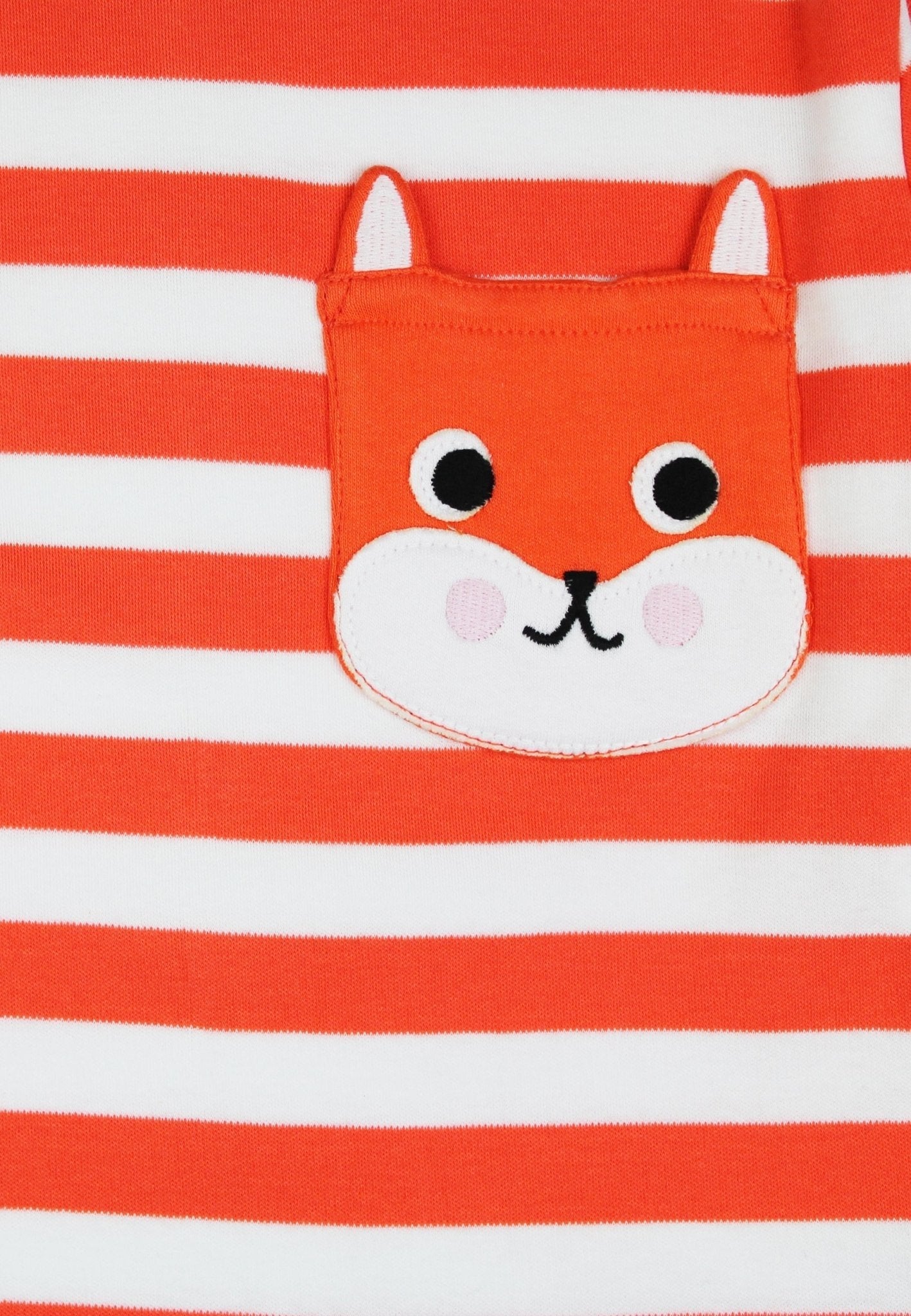 Organic Squirrel Pocket Applique Long Sleeved T-Shirt - Toby Tiger