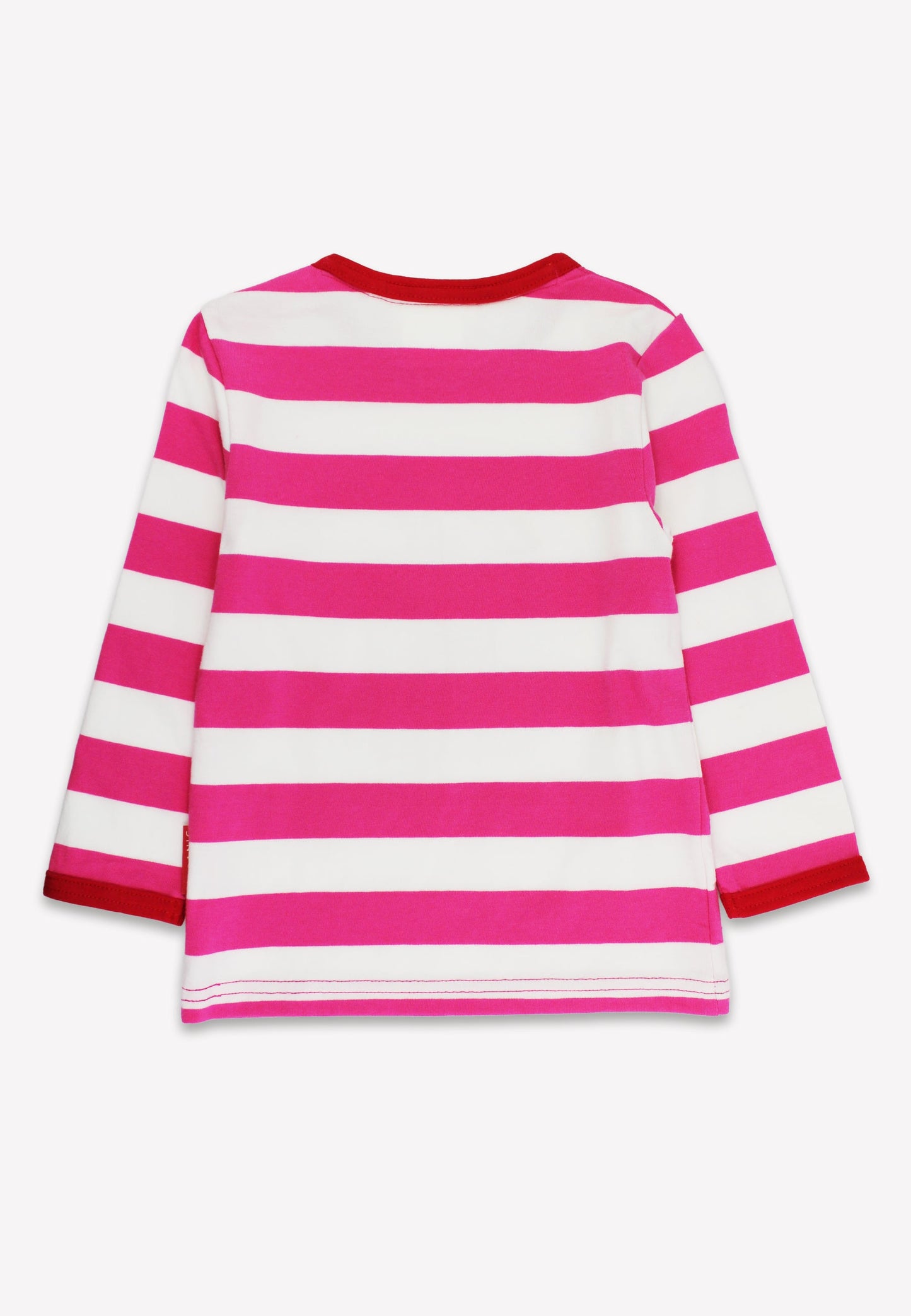 Pink and white striped long-sleeve shirt on a white background