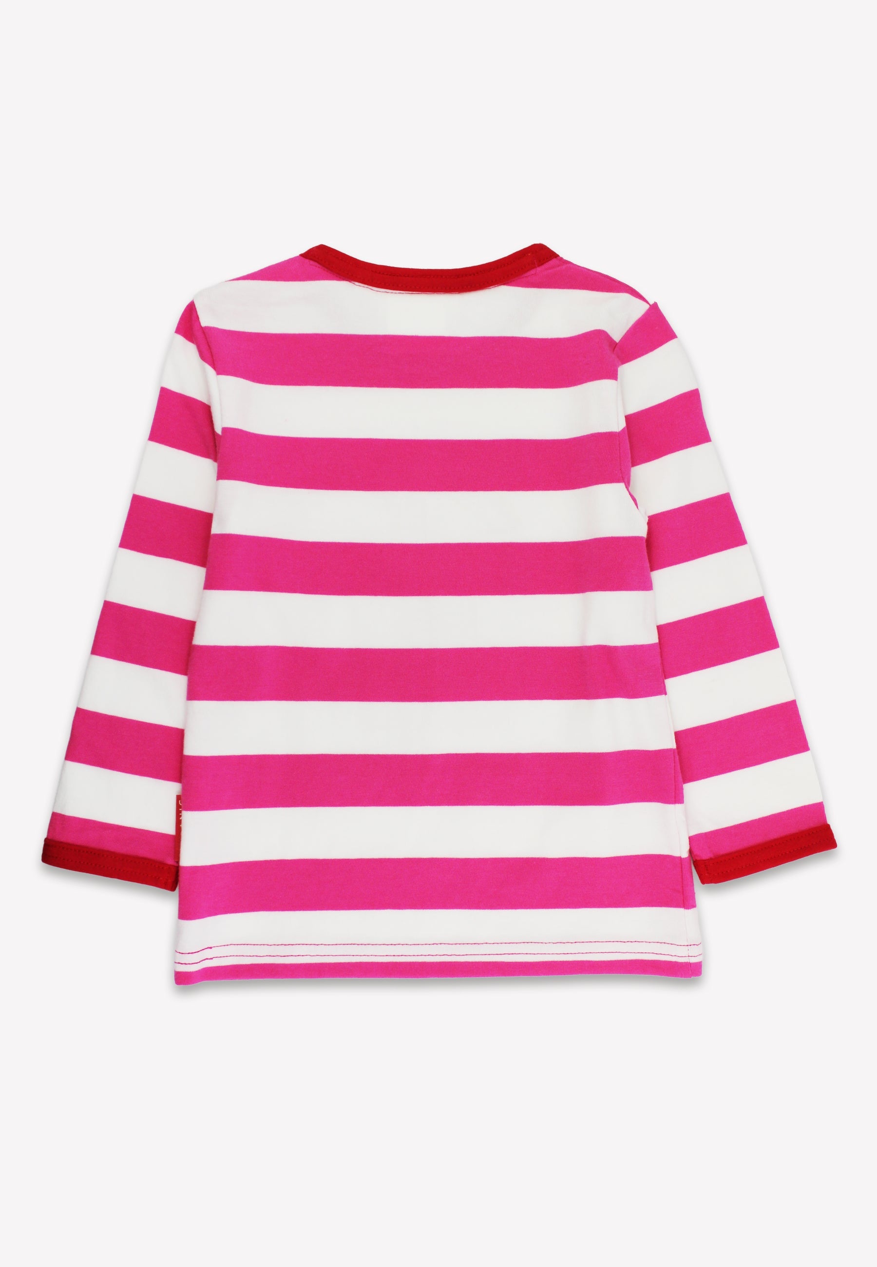 Pink and white striped long-sleeve shirt on a white background