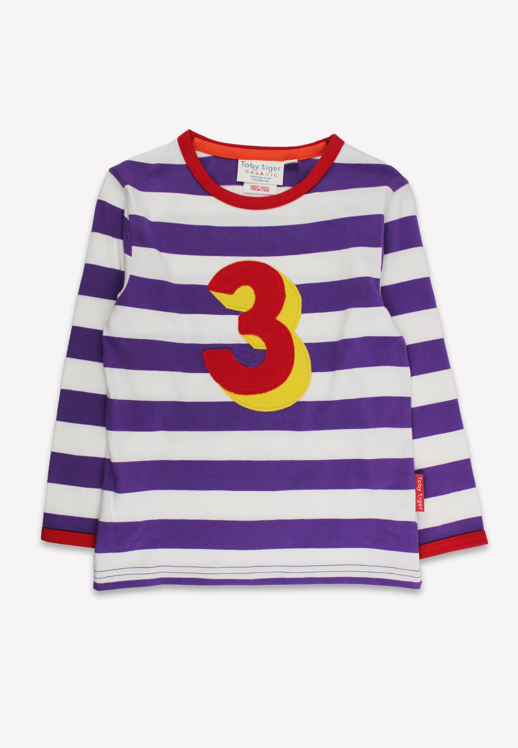 Striped shirt with number 3 on a white background