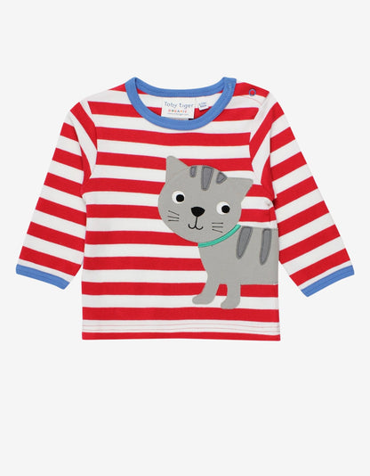 Organic Tabby Cat Applique T-Shirt - Toby Tiger UK Retail