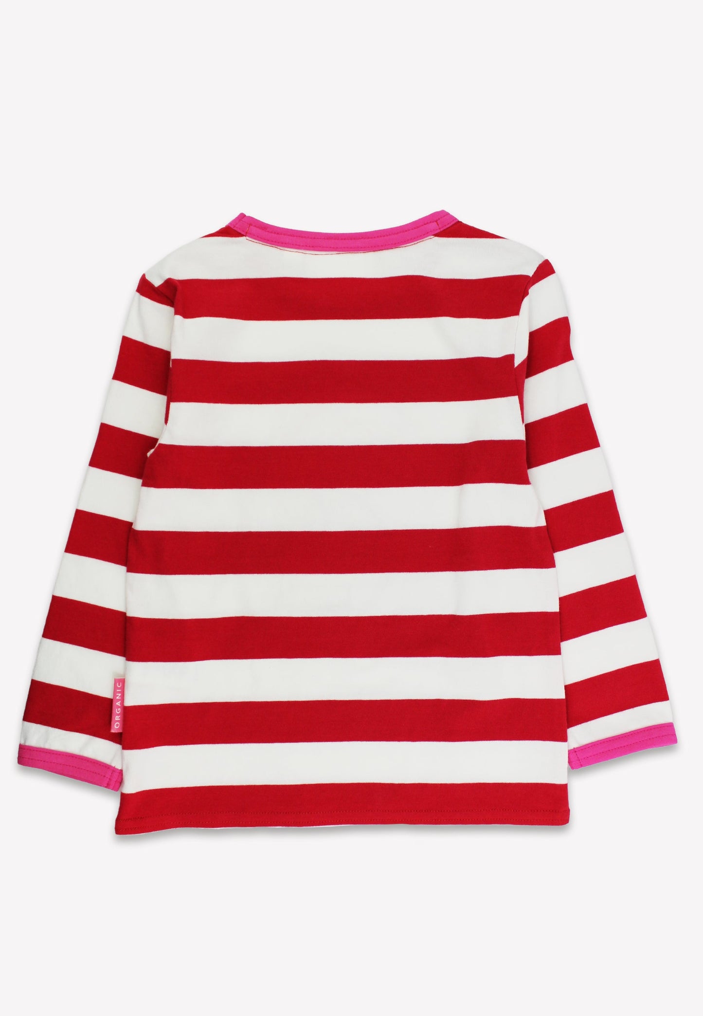 Red and white striped long-sleeve shirt on a white background