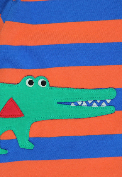Organic Crocodile Applique Long - Sleeved T-Shirt - Toby Tiger