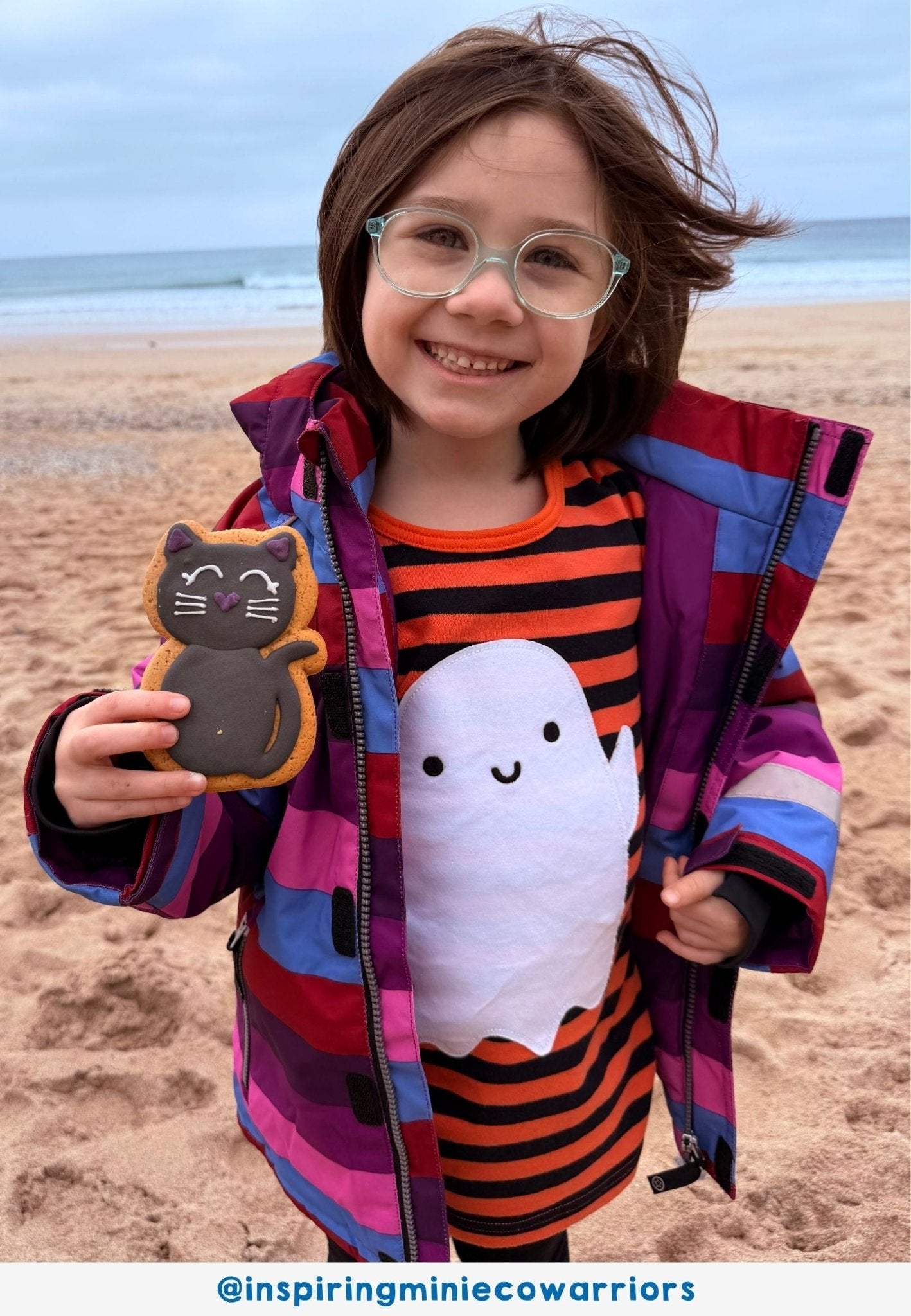 Organic Happy Ghost Applique Long Sleeved T-Shirt by Toby Tiger, GOTS-certified, vetted by KIDDYKIND