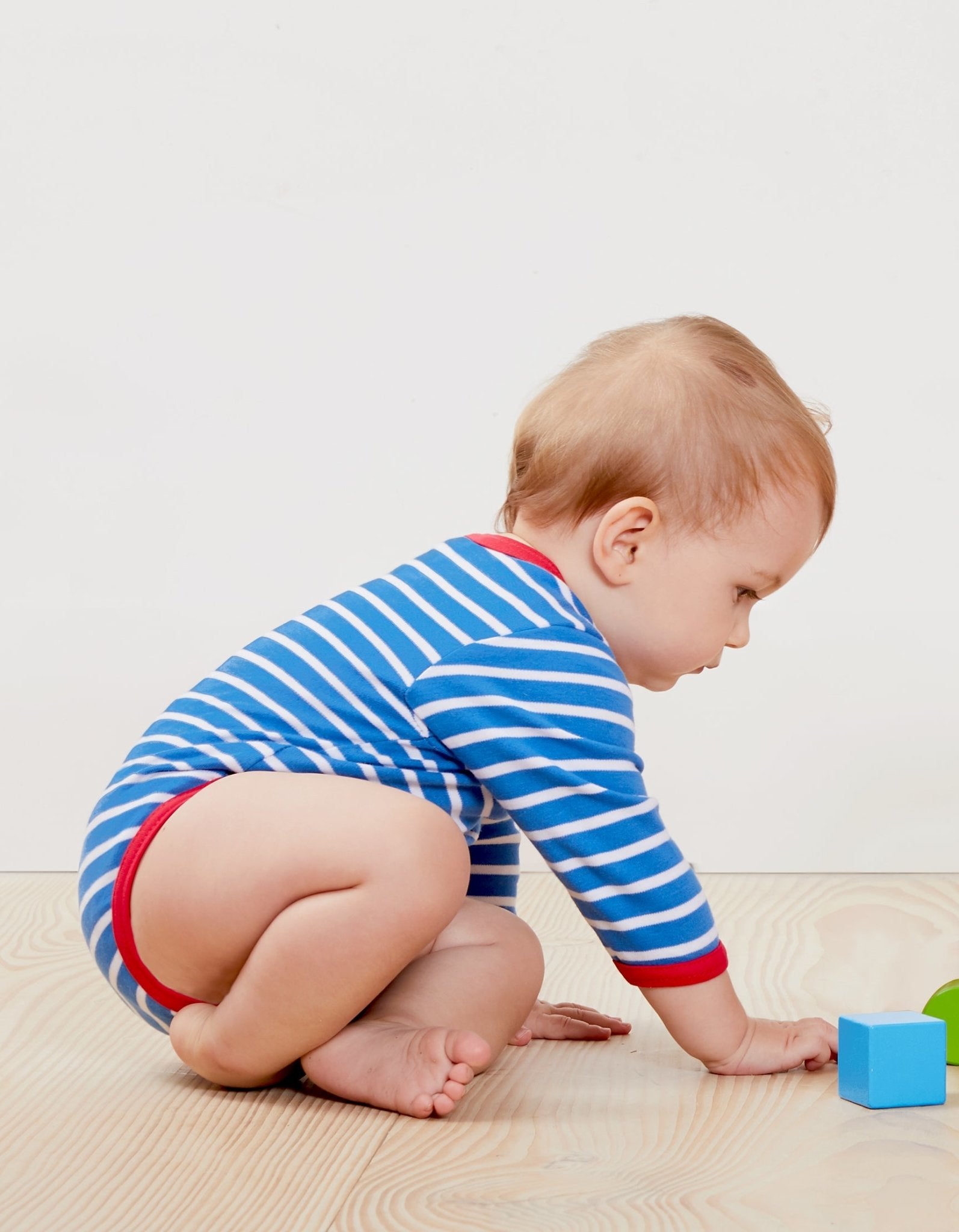Luxury ethical baby: Organic Blue Breton Bodysuit | KIDDYKIND UK