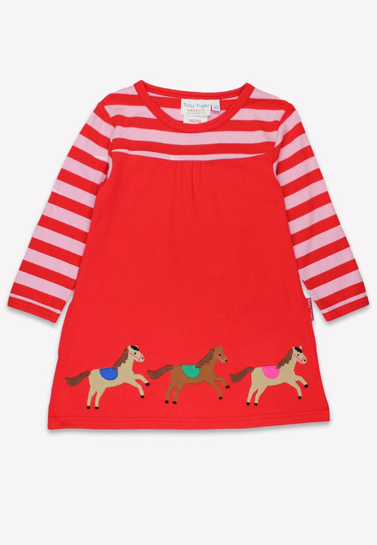 Organic Pink Horse and Pony Applique Dress - Toby Tiger
