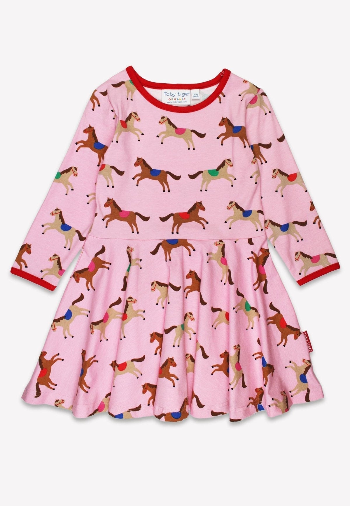 Organic Pink Horse and Pony Print Skater Dress - Toby Tiger