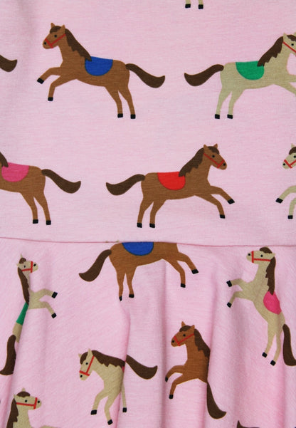 Organic Pink Horse and Pony Print Skater Dress - Toby Tiger