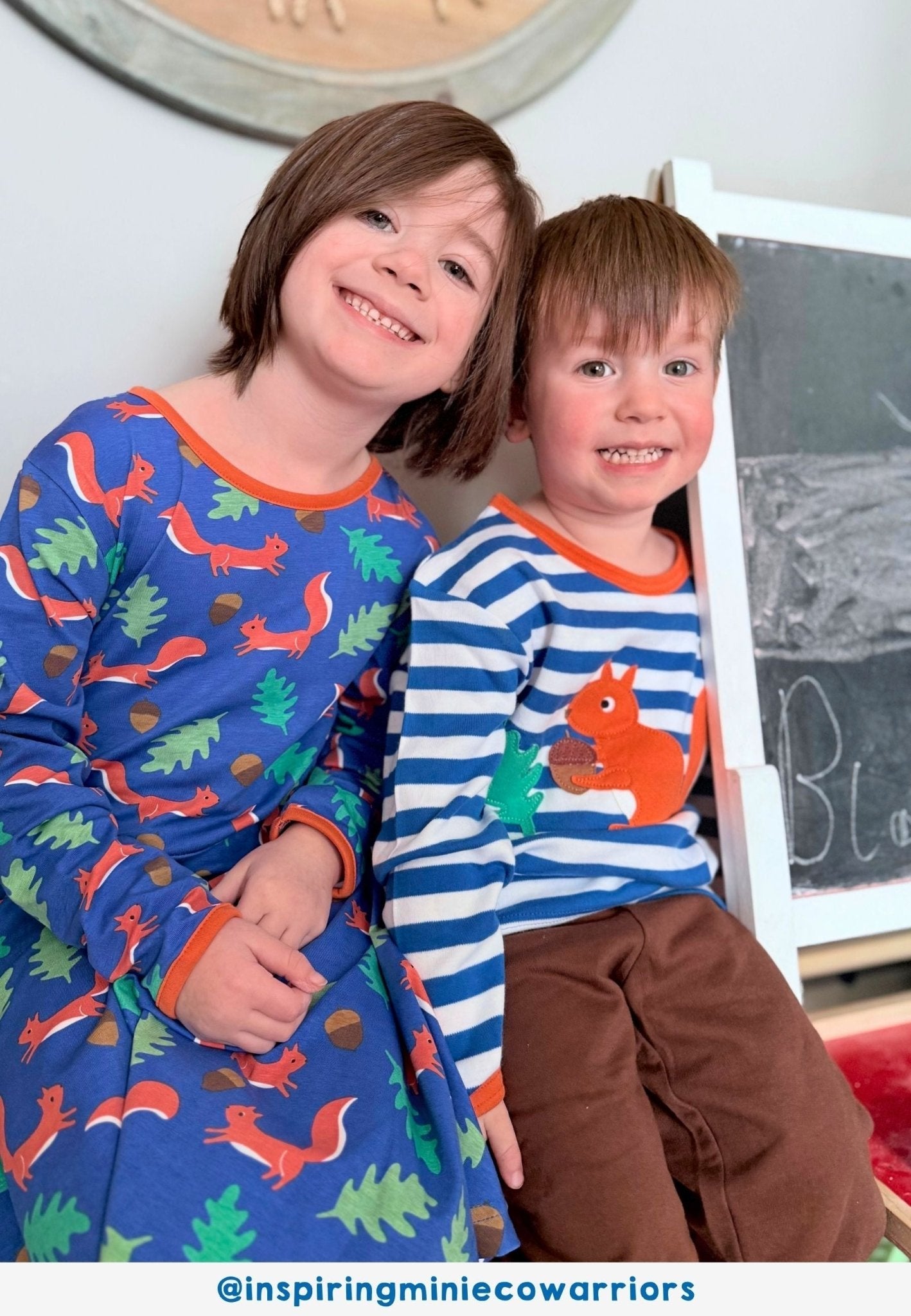 Organic Squirrel Print Long-Sleeved Skater Dress