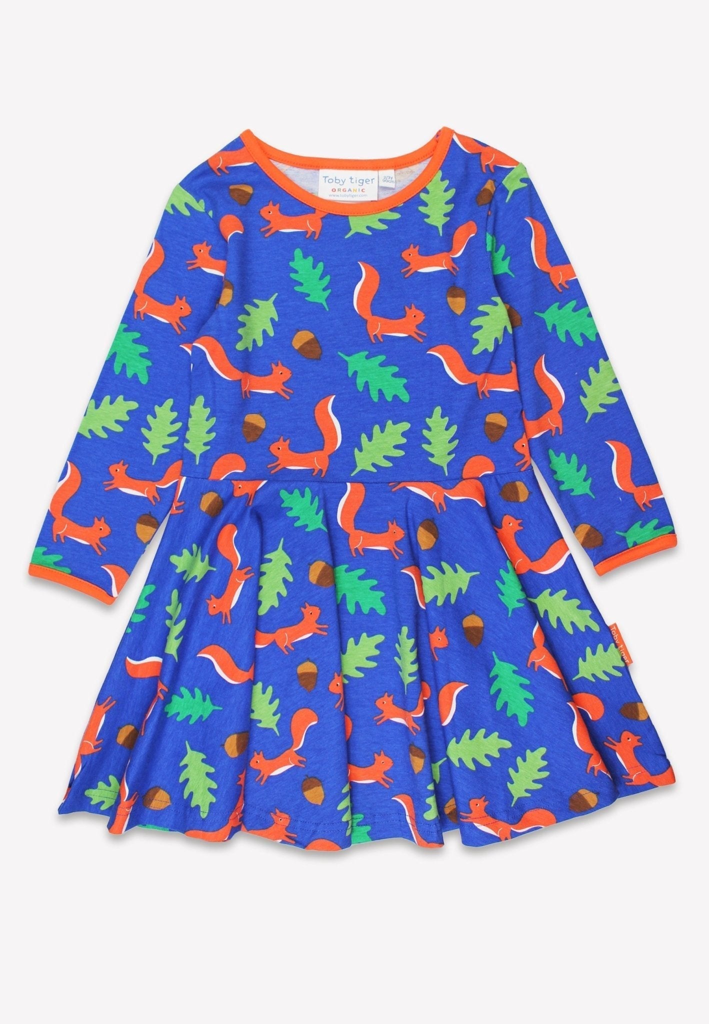 Organic Squirrel Print Long-Sleeved Skater Dress