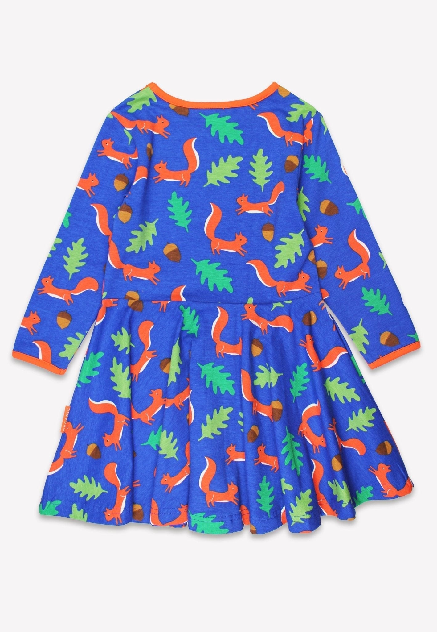 Organic Squirrel Print Long-Sleeved Skater Dress