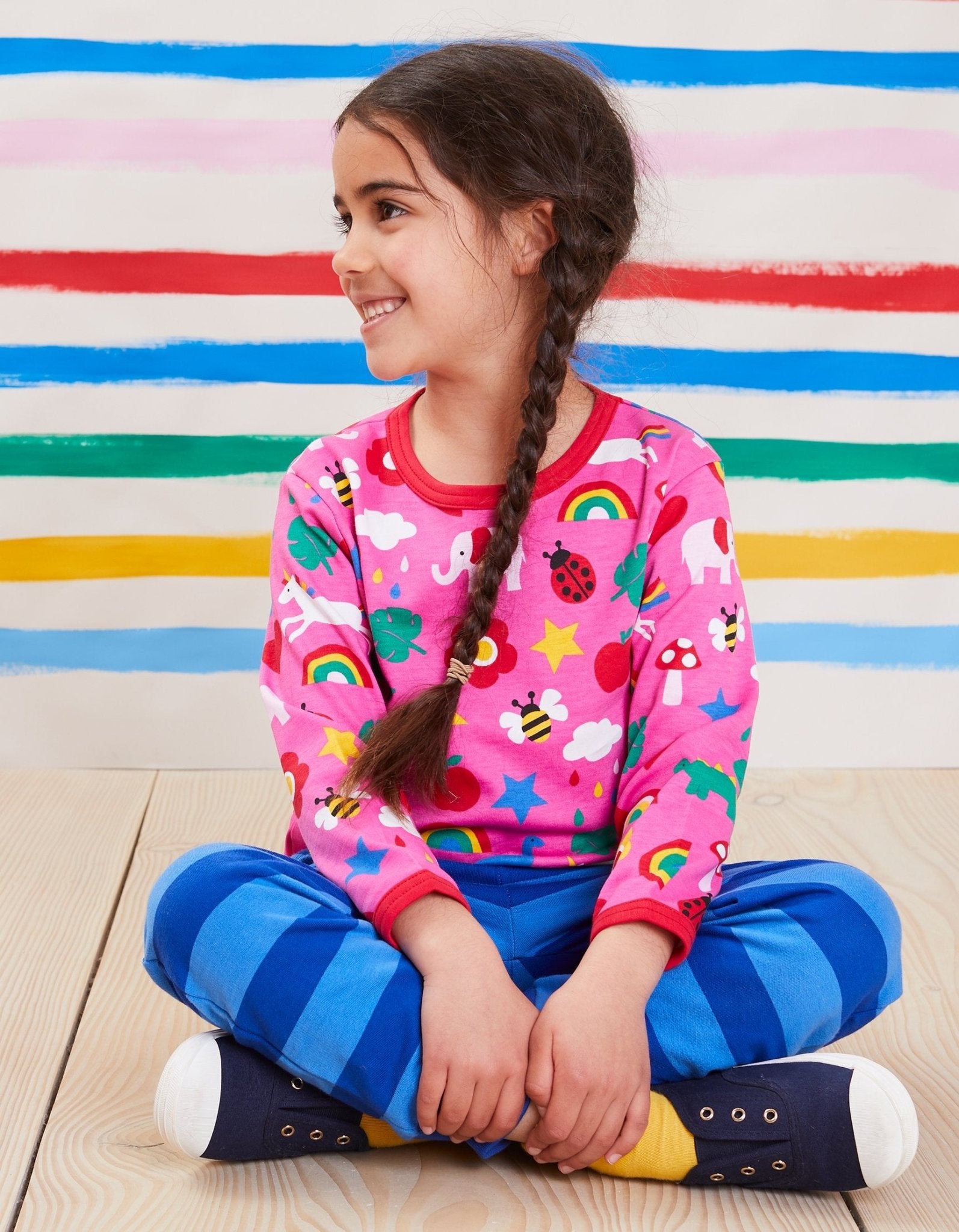 Toby Tiger Organic Magical Mix-Up Print Long-Sleeved T-Shirt - GOTS certified organic cotton kids t-shirt - sustainable ethical children's clothing UK | Kiddykind