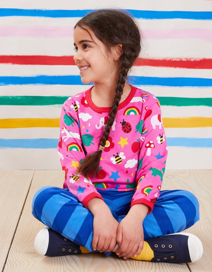 Toby Tiger Organic Magical Mix-Up Print Long-Sleeved T-Shirt - GOTS certified organic cotton kids t-shirt - sustainable ethical children's clothing UK | Kiddykind