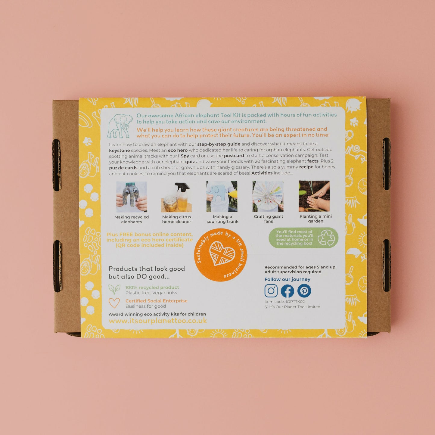AWESOME AFRICAN ELEPHANTS - Children’s eco activity kit (Age 5+) | natural wooden toy for toddlers UK