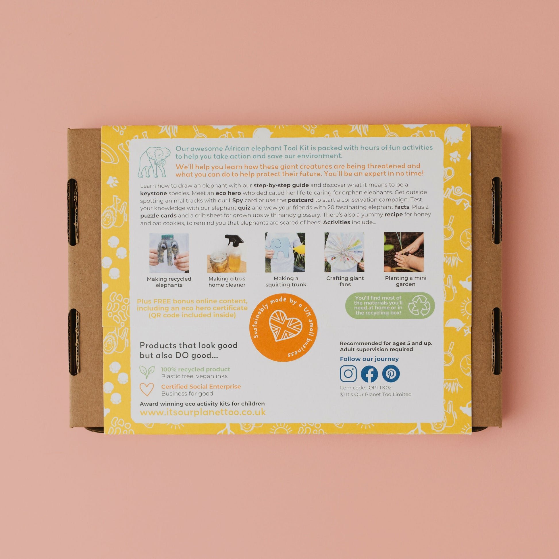 AWESOME AFRICAN ELEPHANTS - Children’s eco activity kit (Age 5+) | natural wooden toy for toddlers UK