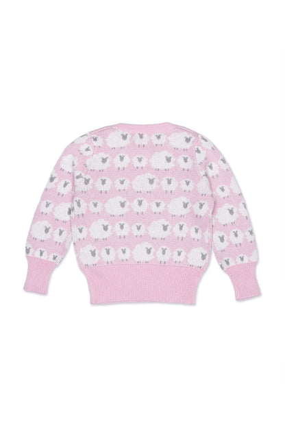 Back view of the Little Bo Peep Jumper in bubble gum pink