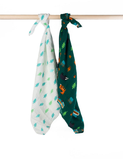 Natural baby sleep: Organic Campervan Print Muslin 2-Pack | KIDDYKIND