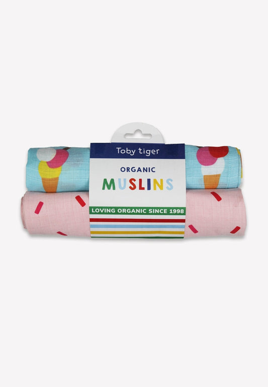 Organic Ice Cream Cones Print 2 Pack Muslins