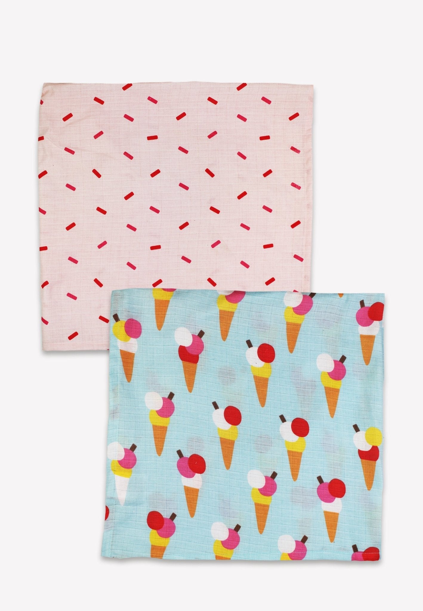 Natural baby sleep: Organic Ice Cream Cones Print 2 Pack Muslins | KIDDYKIND