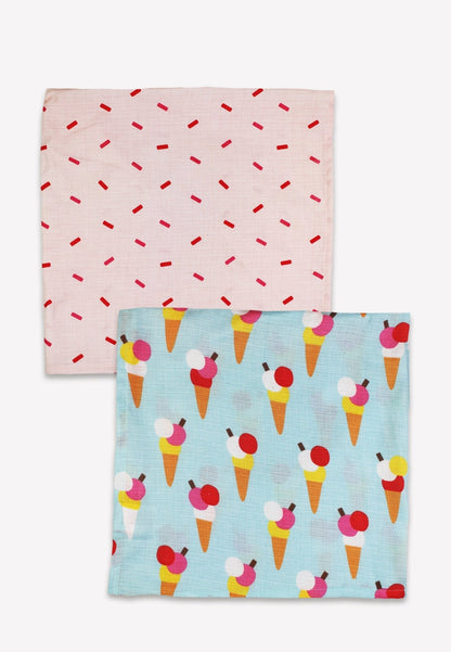 Natural baby sleep: Organic Ice Cream Cones Print 2 Pack Muslins | KIDDYKIND