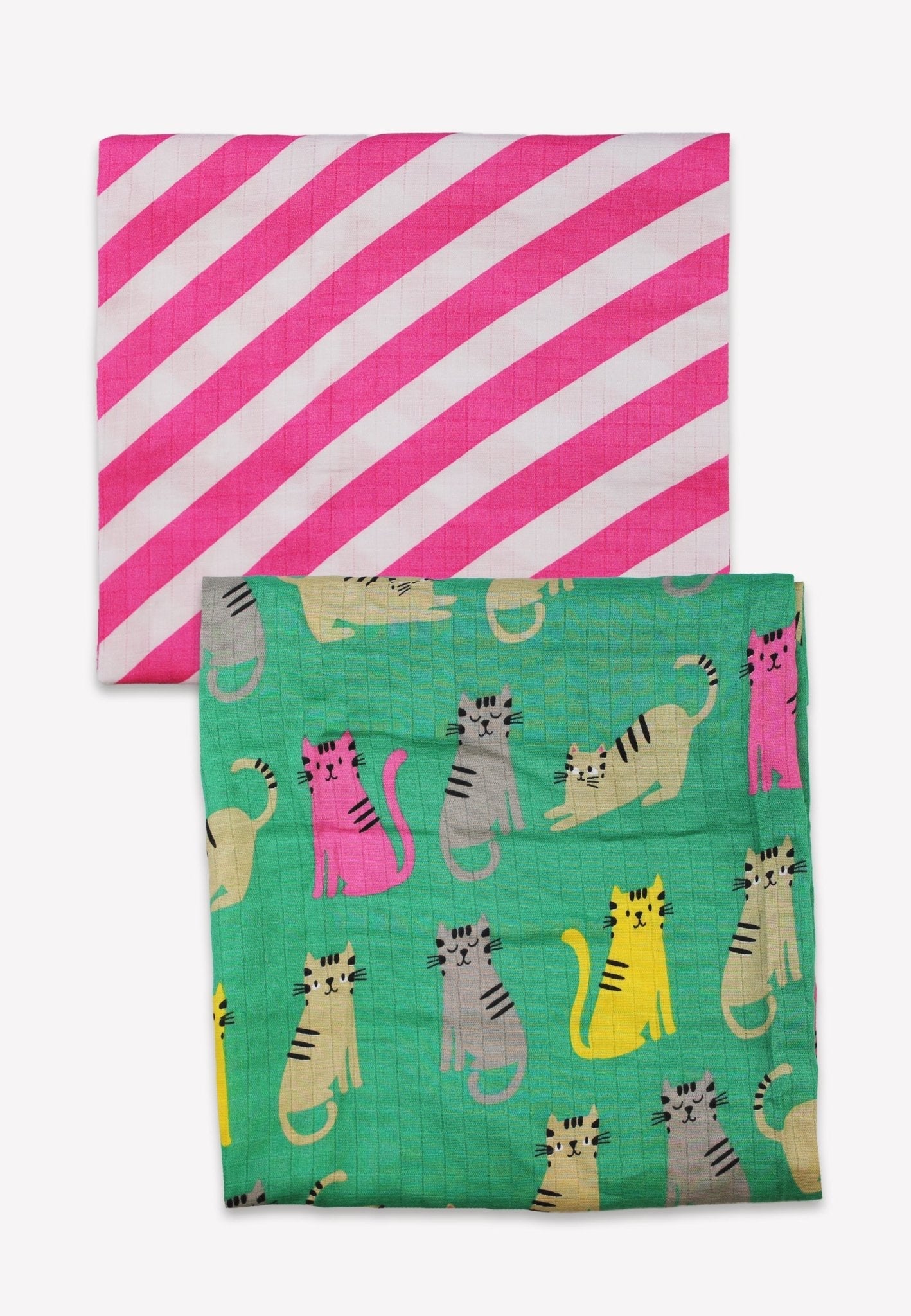 Natural baby sleep: Organic Kitten Print Muslin 2-Pack | KIDDYKIND